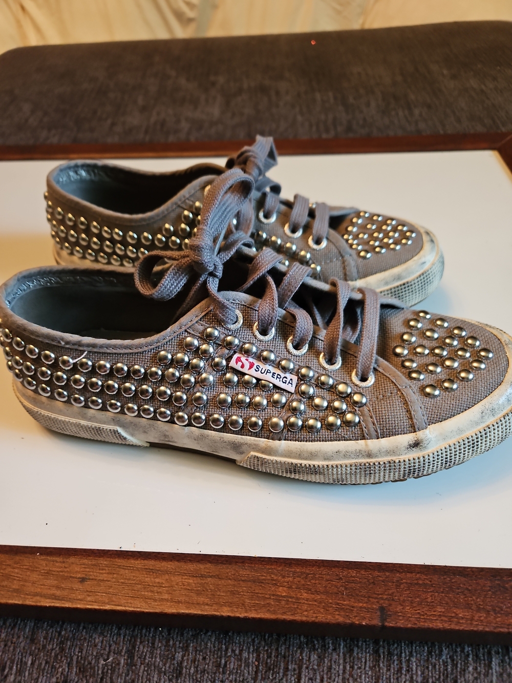 Superga Studded Gray Canvas Size 38/Sneakers
